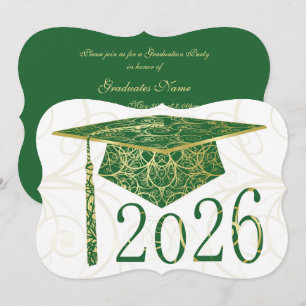 Convite Tampa Verde e Dourada para Festa de Formatura 2026