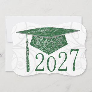 Convite Tampa Verde e Prata Floral 2027 Card