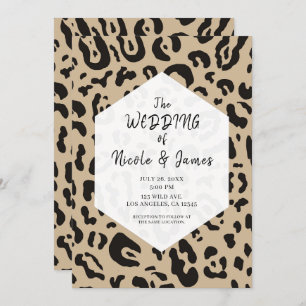 Convite Tan Brown & Black Cheetah Leopard Chic Weding In