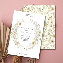 Convite Tan Flora Boho Wildflower Wedding
