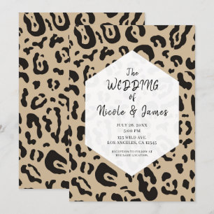 Convite Tan Marrom e Preto Guepardo Leopardo Chic Casament