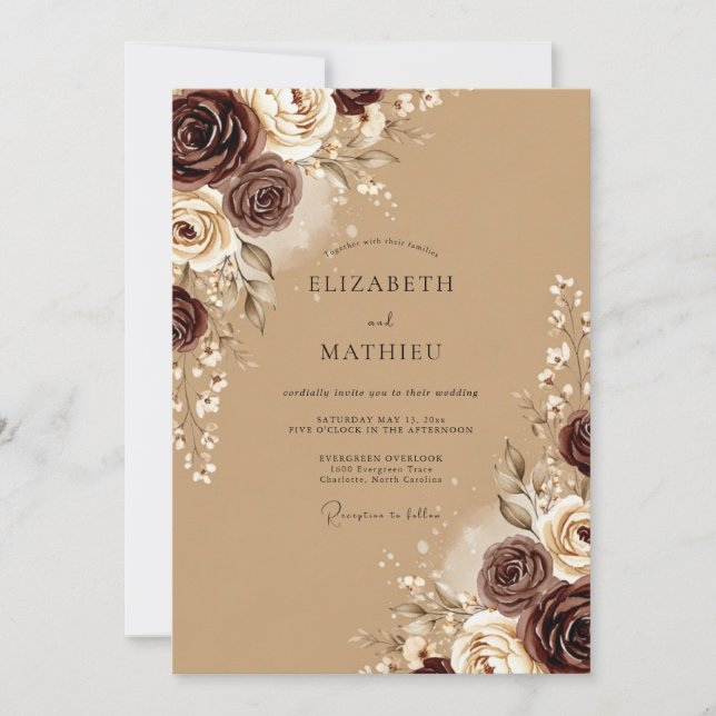 Convite Tan Polished Autumnal Wedding (Frente)