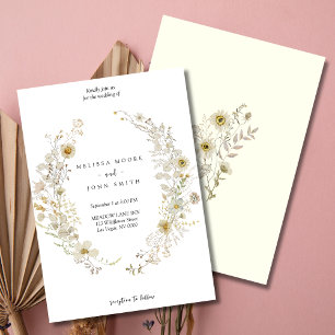 Convite Tan Rustic Boho Wildflower Wedding