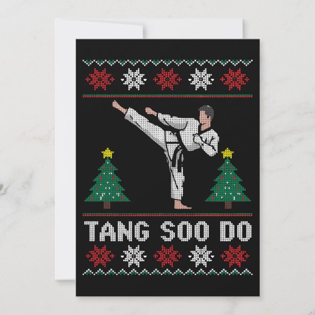 Convite Tang Soo Do Natal Suéter Feio Artes Marciais (Frente)