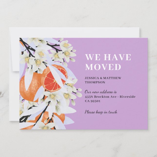 Convite Tangerina Citrus Botanical Wreath Floral New Home (Frente)