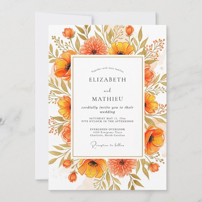 Convite Tangerine Captivating Autumnal Wedding (Frente)
