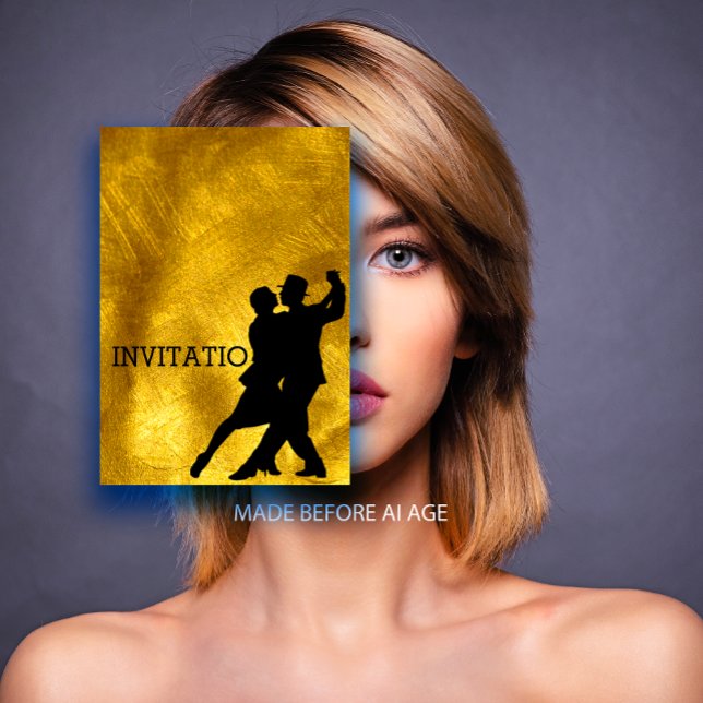 Convite Tango Flamenco Ouro de dança latino (Tango Flamenco Latin Dance Golden Foil Invitation)