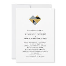Tangram Heart Casation Invitation Black Dourado Si