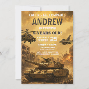 Convite Tanque Militar Pessoal de Aniversário infantil