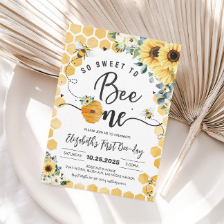 Convite Tão Doce De Ser Um primeiro aniversario De Bee Day