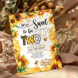 Convite Tão doce em ser dois segundos aniversários florais