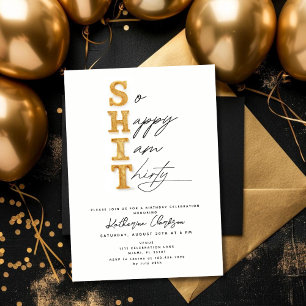 Convite Tão Feliz em Ser Trinta Dourado Festa de Aniversár