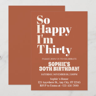 Convite Tão Feliz que Fiz Trinta Rust Aniversário de 30 An