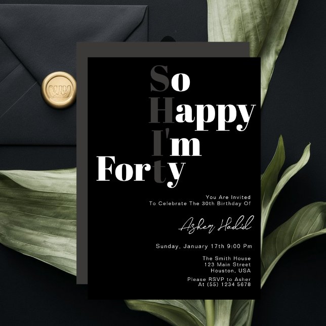 Convite Tão feliz que sou 4aniversário de 40 anos (Criador carregado)