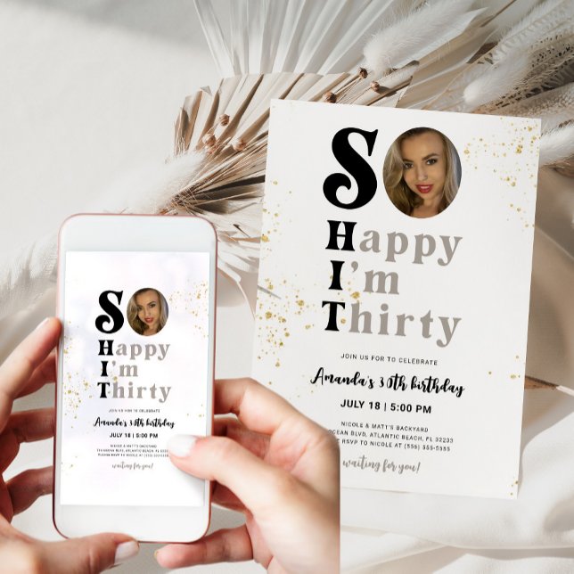 Convite Tão feliz que sou Trinta Aniversários com Foto (So Happy I'm Thirty Birthday Invitation with Photo)