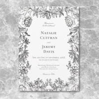 Tapeçaria Floral Preto e Branco Vintage para Casam