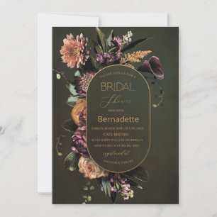Convite Tapeçaria flores brilhantes aquarela dourado Noiva