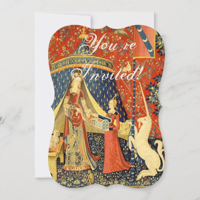 Convite Tapeçaria Medieval Lady and The Unicorn: Arte Fran (Frente)