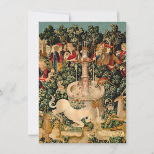 Convite Tapeçarias de Unicórnio Medieval Impressas: Met Cl