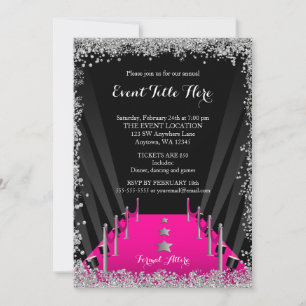 Convite Tapeete Rosa Hollywood Brilho Evento Formal