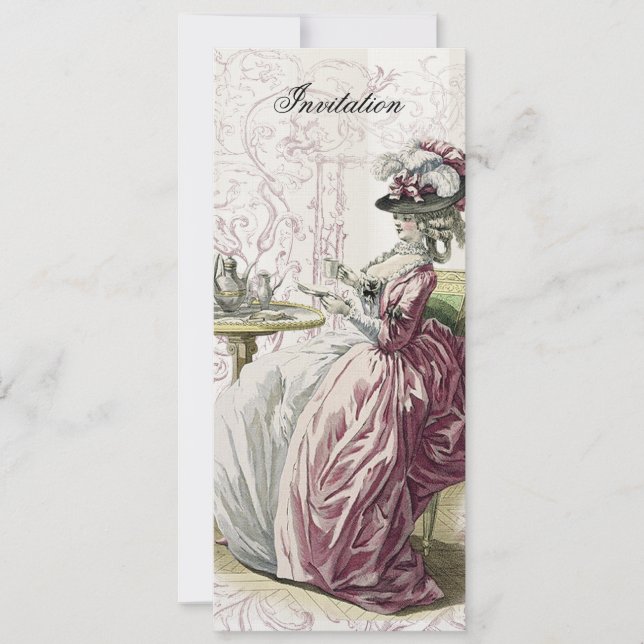 Convite Tarde Chá sobre Linen (Frente)