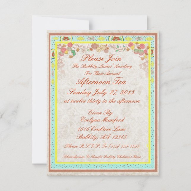 Convite Tarde Tea Vintage Johnson - Irmão - China - (Frente)