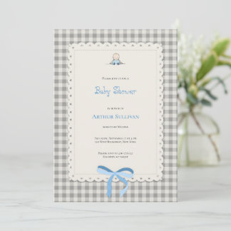 Convite Tarjeta Baby Shower gingham