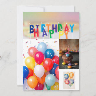 Convite Tarjeta de cumpleaños dulce y divertida – Happy Bi