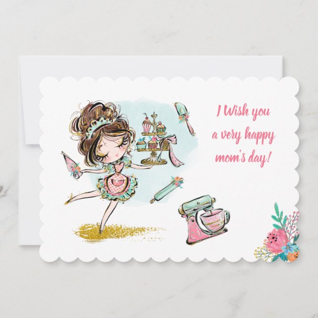 Convite Tarjeta de Felicitación para mamá (Frente)