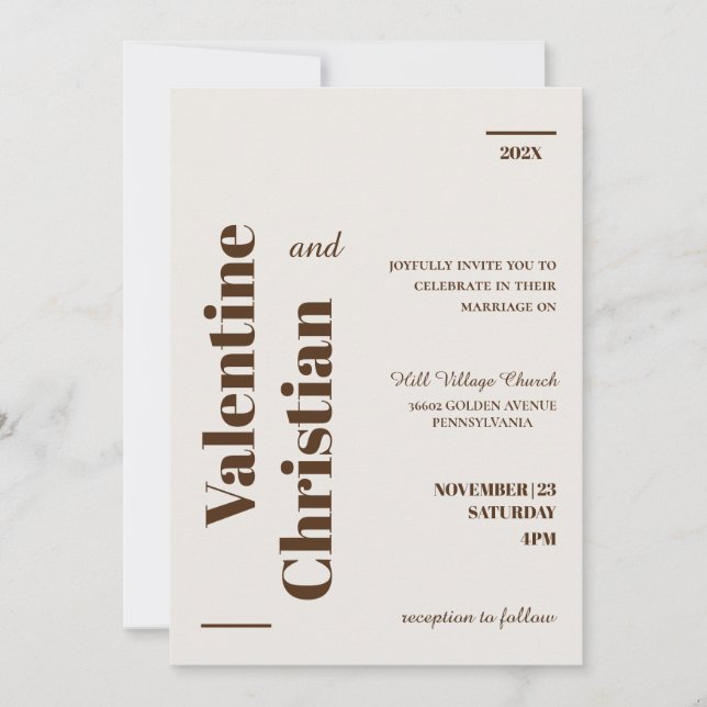 Convite Tarjeta de Invitación Boda Minimal Modern Foto (Frente)