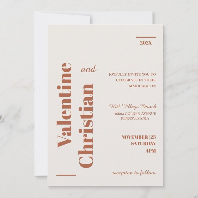 Convite Tarjeta de Invitación Boda Minimal Modern Foto (Frente)