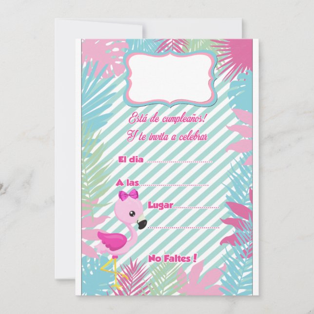 Convite Tarjeta de Invitación Flamenco Baby (Frente)