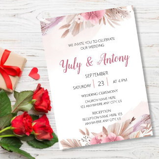 Convite Tarjeta Invitación color champagne, rosado boda