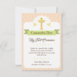Convite Tarjeta Primera Comunión. Niña.