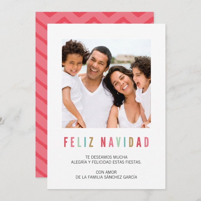 Convite Tarjetas Navideñas de Foto | Saludos Coloridos (Frente/Verso)