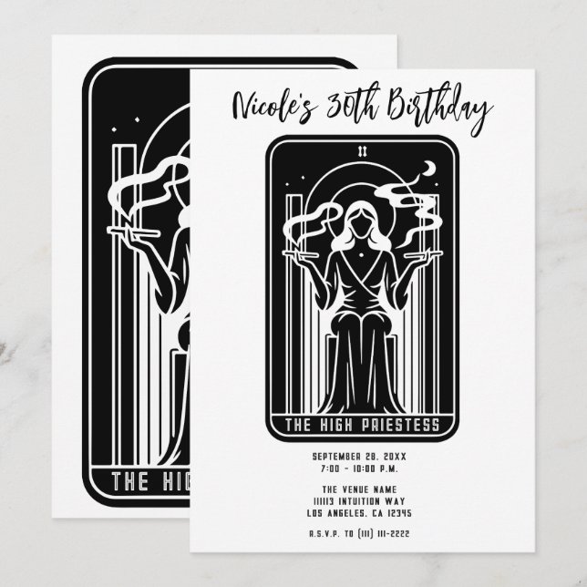 Convite Tarot Alta Sacerdotisa Fumo de Maconha Oculto (Frente/Verso)