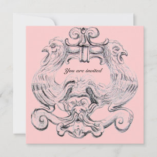 Convite TAROT/ ANTIGO FLORENTINE GROTESQUE Cor-de-rosa