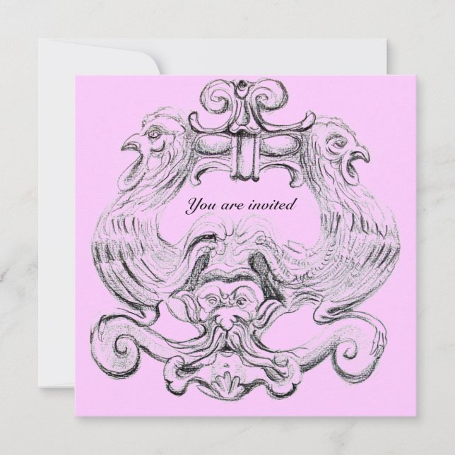 Convite TAROT/ ANTIGO GROTESCO FLORENTINO Rosa Preto (Frente)