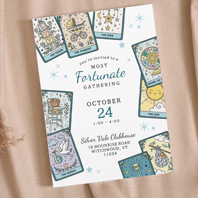 Convite Tarot Card Baby Boy Shower Invasões (Criador carregado)
