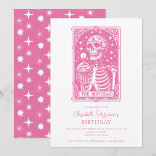 Convite Tarot Divertido Rosa Aniversário