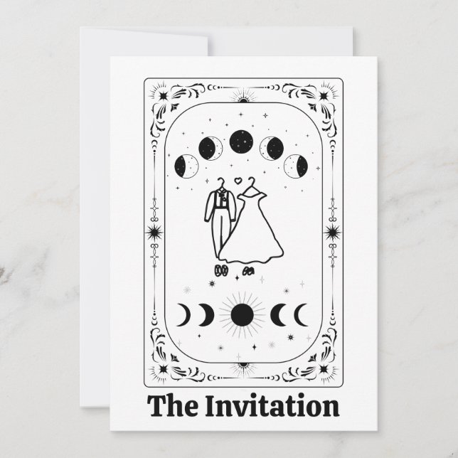 Convite Tarot Personalizado Fortuna Celestial Lua Mágica (Frente)