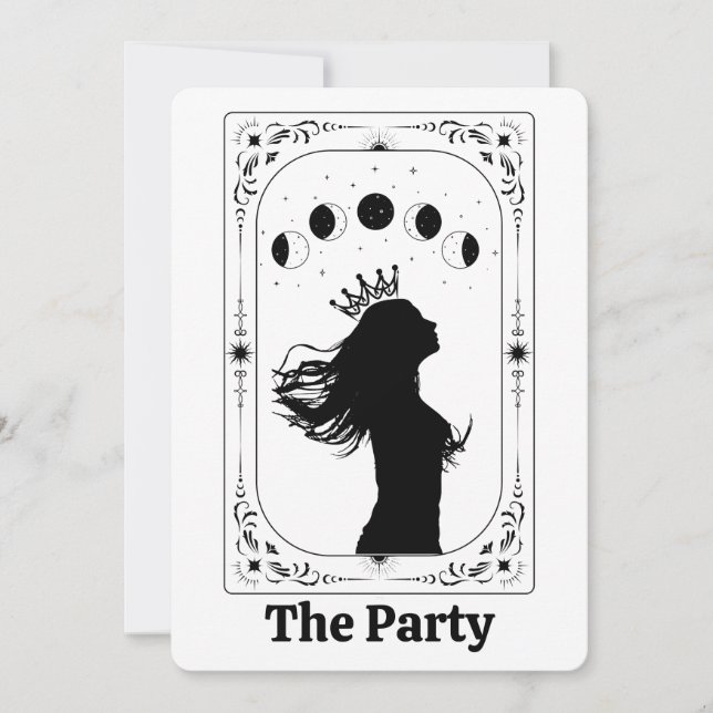 Convite Tarot Personalizado Mística Celestial Lua Magia Fa (Frente)