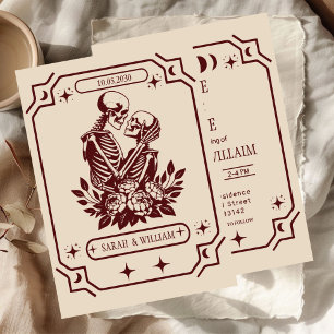 Convite Tarot preto Goth salvar a data de casamento Convit