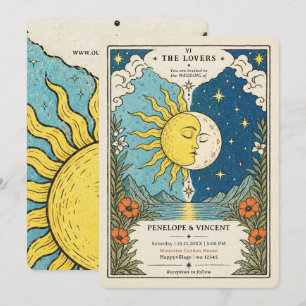 Convite Tarot Sol e Lua Yin Yang Casamento