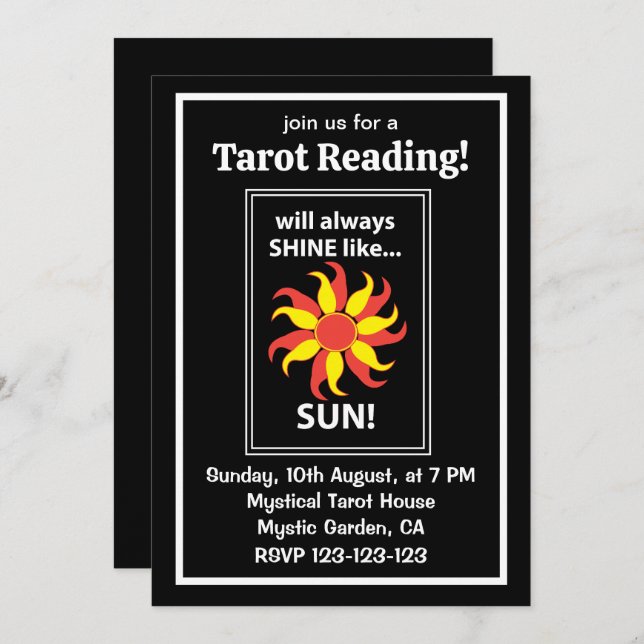 Convite Tarot Sun Mystical Tarot (Frente/Verso)