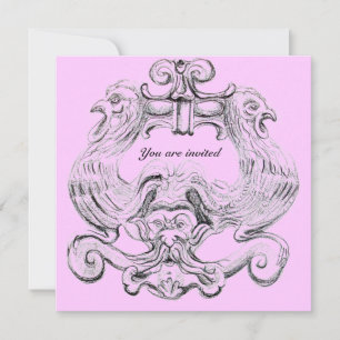 Convite TAROTO/ANTIGO FLORENTINE GROTESQUE Preto-Rosa