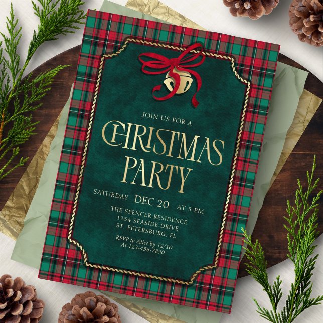 Convite Tartan Christmas Party Invitation (Criador carregado)