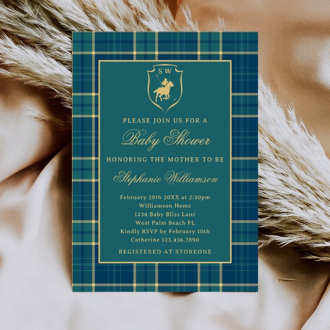 Convite Tartan Clássico Xadrez Polo de Dinheiro Antigo Chá (Criador carregado)