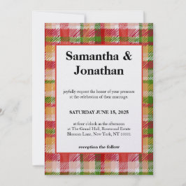 Convite Tartan de Casamento Simples