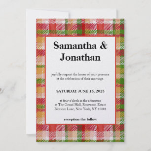 Convite Tartan de Casamento Simples
